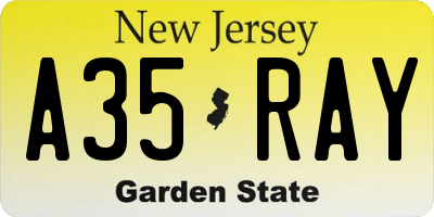 NJ license plate A35RAY
