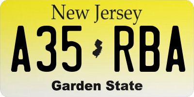 NJ license plate A35RBA