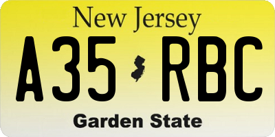 NJ license plate A35RBC