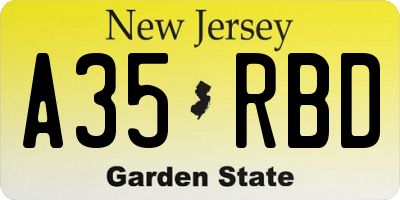 NJ license plate A35RBD