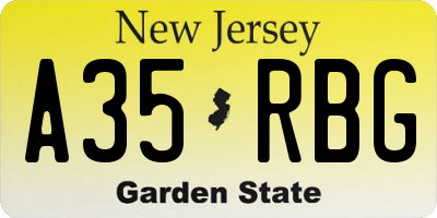 NJ license plate A35RBG