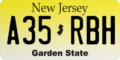 NJ license plate A35RBH