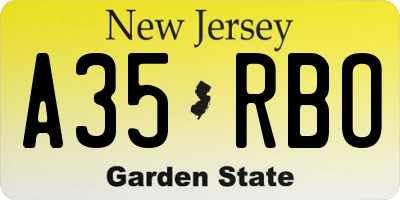 NJ license plate A35RBO