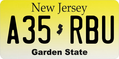 NJ license plate A35RBU