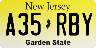 NJ license plate A35RBY