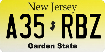 NJ license plate A35RBZ