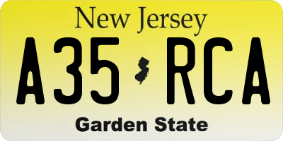 NJ license plate A35RCA