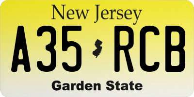 NJ license plate A35RCB