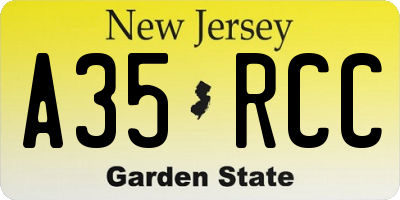 NJ license plate A35RCC