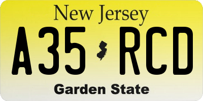 NJ license plate A35RCD