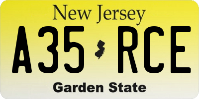 NJ license plate A35RCE