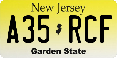 NJ license plate A35RCF