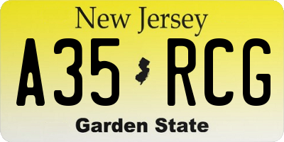 NJ license plate A35RCG