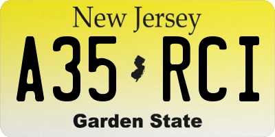 NJ license plate A35RCI