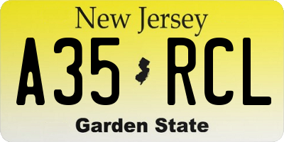 NJ license plate A35RCL
