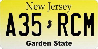 NJ license plate A35RCM