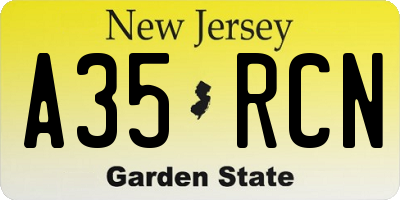 NJ license plate A35RCN