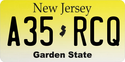 NJ license plate A35RCQ