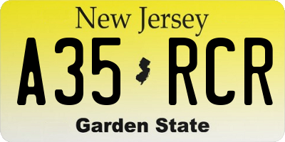 NJ license plate A35RCR