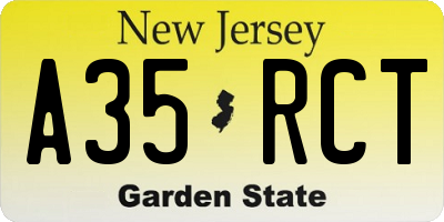 NJ license plate A35RCT