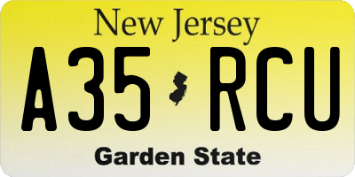 NJ license plate A35RCU