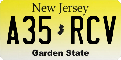 NJ license plate A35RCV