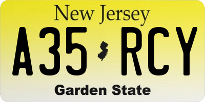 NJ license plate A35RCY
