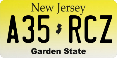NJ license plate A35RCZ