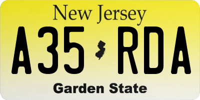 NJ license plate A35RDA