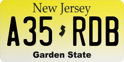 NJ license plate A35RDB