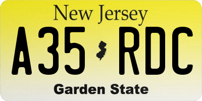 NJ license plate A35RDC