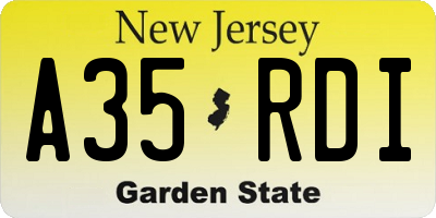 NJ license plate A35RDI