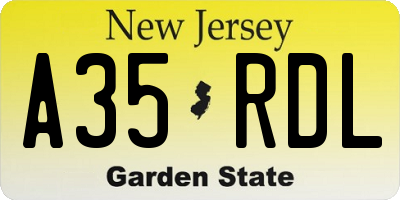 NJ license plate A35RDL