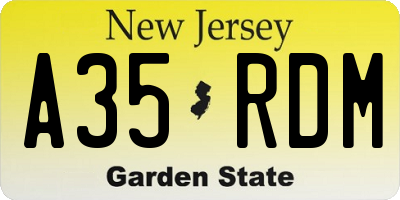 NJ license plate A35RDM