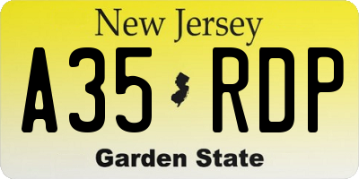 NJ license plate A35RDP