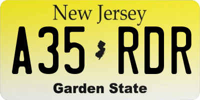 NJ license plate A35RDR