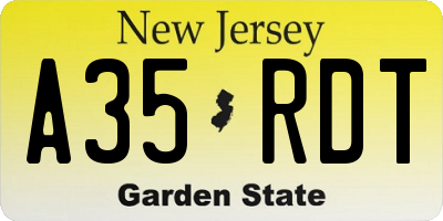 NJ license plate A35RDT