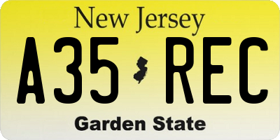 NJ license plate A35REC