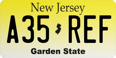 NJ license plate A35REF