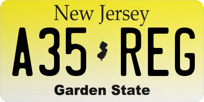 NJ license plate A35REG