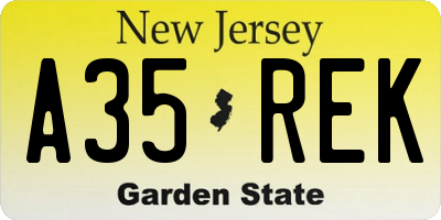 NJ license plate A35REK
