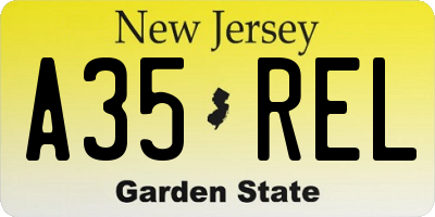 NJ license plate A35REL
