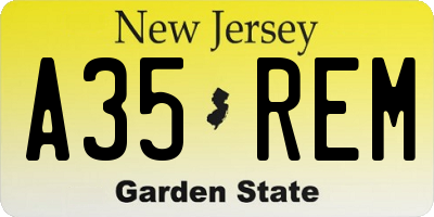NJ license plate A35REM