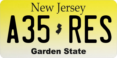 NJ license plate A35RES