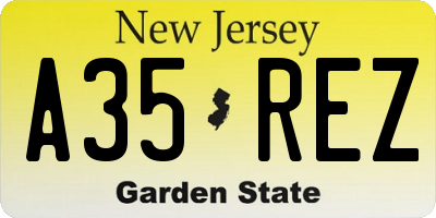 NJ license plate A35REZ
