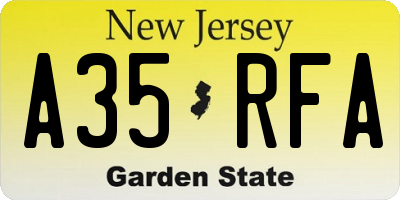NJ license plate A35RFA