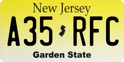NJ license plate A35RFC