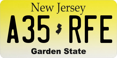 NJ license plate A35RFE