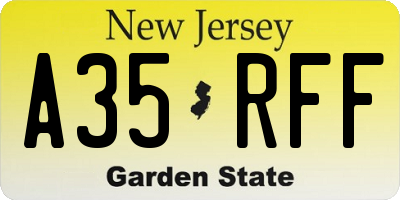NJ license plate A35RFF