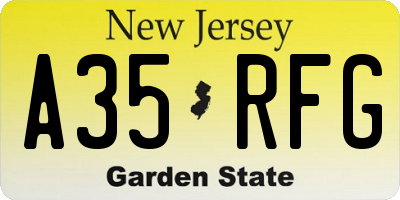NJ license plate A35RFG